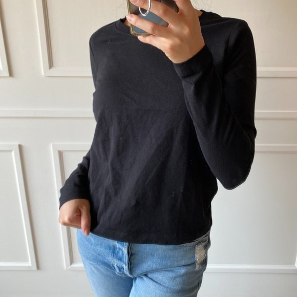 INTERMIX Classic Long Sleeve T-Shirt Black P (XS) - Picture 8 of 10